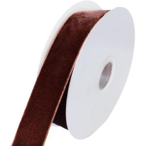 2 x Abbaoww 10 Yards Coffee Velvet Ribbon 1 Inch Wide Single Face Velvet Ribbon for Christmas Wreath Decoration Gift Wrapping DIY Project Bow Making