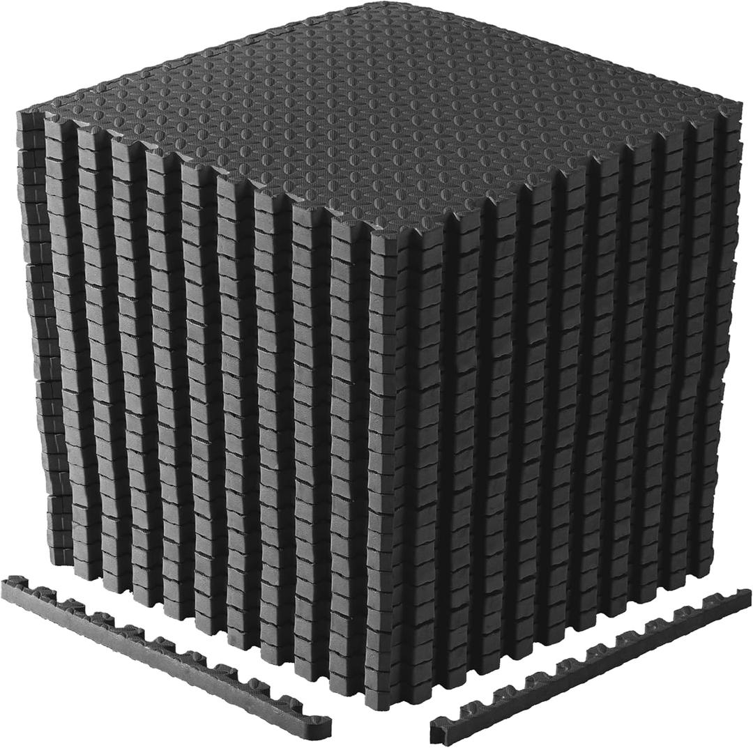CAP Puzzle Exercise Mats | 1 Thick EVA Interlocking Foam Tiles for Home Gym Flooring | Multiple Options (Diamond - Black)