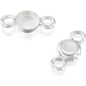 925 Sterling Silver Bezel Cups - Set of 12 Pendant Tray - 4mm Sterling Silver Round Blank Bezel with 2 Loops- Cabochons for Jewelry Making - DIY Jewelry Supplies for Bracelets and Earrings