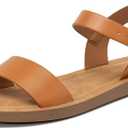 Women's Cute Open Toes One Band Ankle Strap Flexible Summer Flat Sandals With + Memory Foam (M)