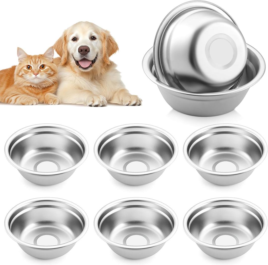 Metal Dog Bowls Stainless Steel 8 PCS Small Pet Food and Water Bowls for Dogs & Cats, Rust-Resistant, Easy to Clean, Dishwasher Safe