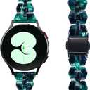 BAIHUIAM Resin Bands Compatible with Galaxy Watch 7/6/5/4/FE Band 40mm 44mm Women, Slim 20mm Band for Galaxy Watch 6/4 Classic 43mm 47mm 42mm 46mm, Green