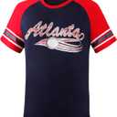 Mens City Baseball Fans Athletic Crew Neck Tee Raglan Tee T-Shirts - Navy & Red (XL)