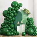 RUBFAC 135pcs Dark Green Balloons Different Sizes 18 12 10 5 Inch for Garland Arch, Emerald Green Christmas Balloon for Safari Jungle Party Birthday Baby Shower Masquerade Party Wedding Decorations