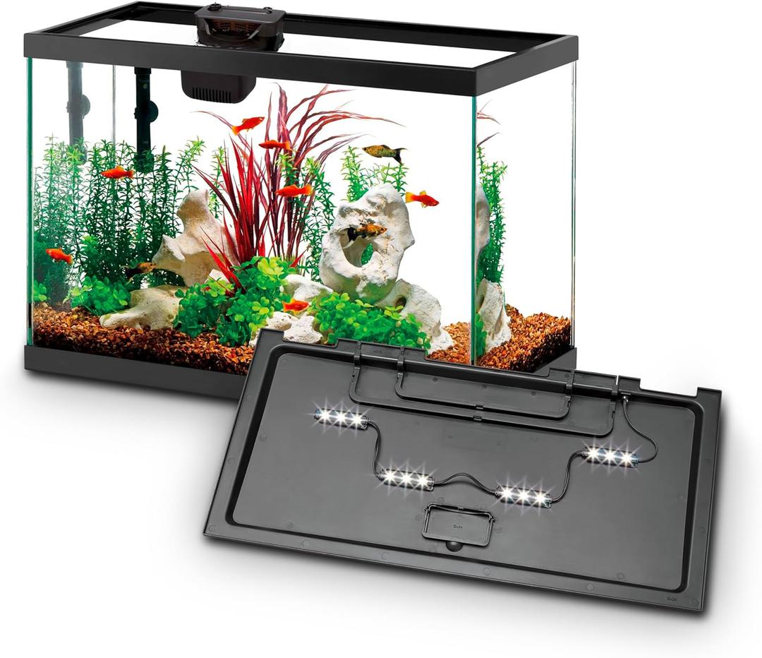 Aqueon Aquarium Starter Kit with Smart Clean Filtration and LED Lighting, Freshwater and Saltwater Fish, 20-Gallon (Black)