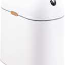 ELPHECO Bathroom Trash Can, 2.5 Gallon Motion Sensor Waterproof Trash Bin with Butterfly lid, Bathroom Decor Waste Basket Garbage Bin for Bedroom Kitchen and Office use, White with Golden Button