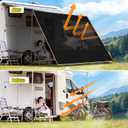 RV Awning Sun Shade Screen, 90% UV Blocking Mesh & 600D Waterproof Oxford Fabric, Retractable RV Shade Screen for Campers, Trailers, Motorhomes (No Curtain, 8'X17'3'' for 18 ft Awning)