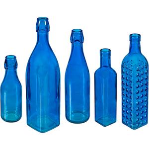 Evergreen Garden Glass Bottles for Bottle Tree, Wine Bottles for Decorativation Indoor Outdoor Wedding Christmas Party Decor (Blue, Set of 5)