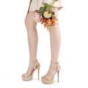 MERUMOTE Women's Platform Heels Sky High Heel Sandals Party Bridal Evening Shoes Nude US7