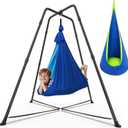 Swing Stand with Sensory Swing and Pod Swing, X-Shaped Swing Frame, Heavy-Duty Metal Sensory Swing Set for Adults Indoor and Outdoor 330LBS