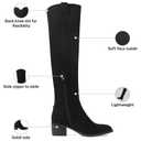 Shoe'N Tale Women's Over The Knee Thigh High Chunky Heel Pointed Toe Faux Suede Side Zipper Fall Weather Winter Boots(8.5,Black) (Black, M)