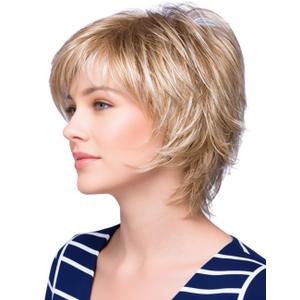 TISHINING Short Blonde Pixie Cut Wigs for White Women with Bangs Shaggy Layered Mixed Blonde Natural Wavy Synthetic Hair Wig Heat Resistant Fiber Hair Replacement Wig