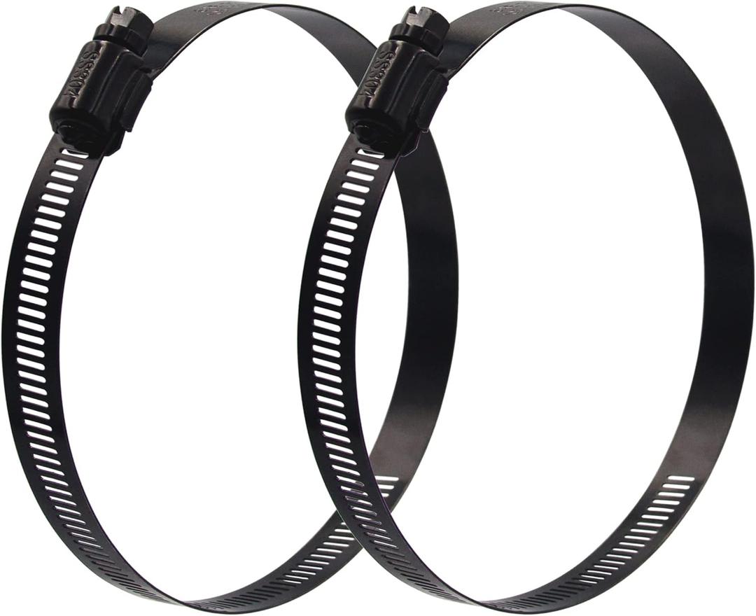 ISPINNER 2pcs 10 Inch Stainless Steel Adjustable 241-267mm Size Range Worm Gear Hose Clamp, Fuel Line Clamp for Plumbing, Automotive and Mechanical Application (Black)