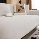 Chenille Sectional Sofa Covers - Washable Dog-friendly Herringbone Couch Covers for L-shaped Sofa (Beige White, 36"x 63")