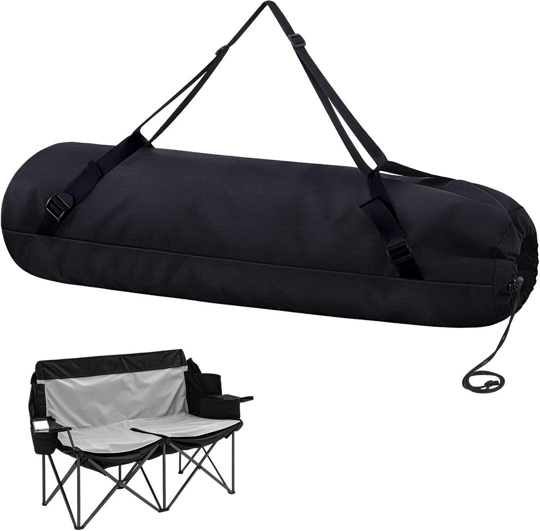 Camp Chair Bag Replacement, 48 Inch Folding Chairs Carry Bag, for Double or 2 Single Chairs, Heavy Duty Nylon with Shoulder Strap for Camping Outdoor (Chair is Not Included)(Black)