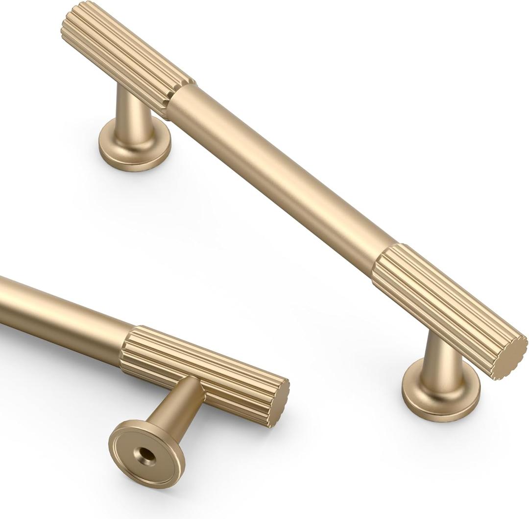 Asidrama 10 Pack 3.75 Inch(96mm) Champagne Copper Cabinet pulls Kitchen Cabinet Handles, Cabinet Pulls Kitchen Cabinet Hardware for Cupboard Drawer Pulls