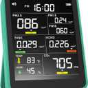 Air Quality Monitor Indoor,13-in-1 Smart Air Quality Tester with PM 2.5, CO2, TVOC, HCHO, PM1, AQI, PM10, Temperature & Humidity, Real Time Display, Battery Powered, for Home & Office (Green)