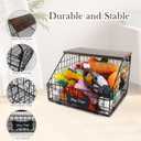 Metal Dog Toy Basket (11.8"x12"x8"),Dog Storage Organizer,Trapezoid Dog Toy Bin for Dog Accessories,Pet Stuff Storage Rack with Wood Shelf-Sturdy and Easy to Assemble
