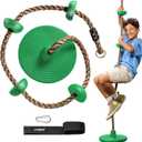 LAEGENDARY Climbing Rope Tree Swing with Platforms and Disc Swings Seat - Playground Swingset Accessories Outdoor for Kids - Tire Saucer Swing Outside Playset Toys - Carabiner and 2.6 Ft Tree Strap
