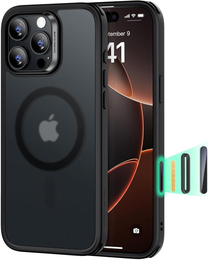 ESR for iPhone 16 Pro Max Case, Compatible with MagSafe, Shockproof Military-Grade Protection, Magnetic iPhone Case for iPhone 16 Pro Max, Classic Hybrid Case (HaloLock), Frosted Black