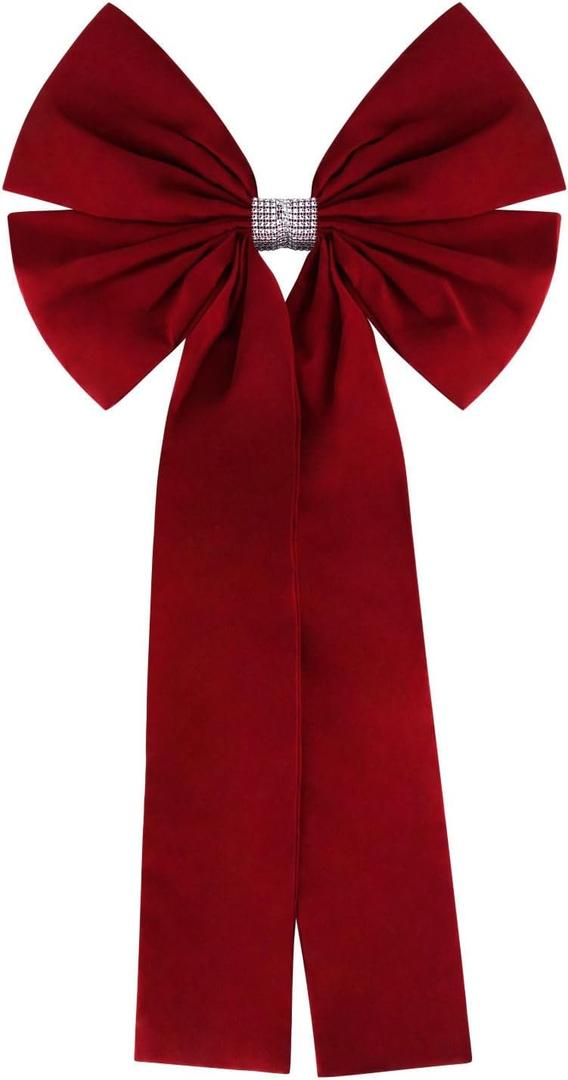36x18 Inches Extra-Large Christmas Tree Topper Bow Burgundy Velvet Ribbon Gift Bows for Christmas Home Decor, Outdoor Indoor Car Decoration (Burgundy)