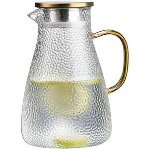 2L/68oz Water Pitcher Glass Pitcher with Lid and Handle, Heat/Cold Resistant Borosilicate Glass Water Carafe for Coffee, Lemonade, Iced Tea,Beverage, Water Glass Jug