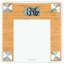Taylor Digital Bath Scale for Body Weight, Bathroom Scale with Durable Glass Platform, 400 lb Capacity, Natural Bamboo and Spun Stainless Steel Accents