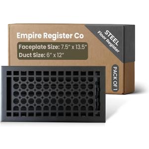 Empire Register Co, Vent Cover - 6x12 inch, Honeycomb Design, Textured Black Finish, Heavy Duty Floor Vent Covers, Metal Damper Attached Vent Covers for Home Floor only
