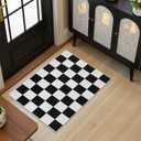 Terrug Black and White Checkered Rug for Entryway,2x3 Small Area Rugs Washable with Non Slip for Kitchen,Soft Low Pile Retro Carpet for Bedroom Front Door Porch