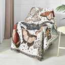 Boho Throw Blanket Reversible Cotton Bohemian Tapestry Hippie Room Decor Double Sided (Month Moth Print 50"x60")