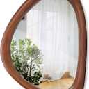 MAGFLERUM Irregular Wall Mirror, 15 * 10 inch Asymmetrical Wood Mirrors, Small Wall Mirror, Hanging Vertically and Horizontally. Mirrors for Wall Decor (Black Walnut)