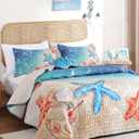 weigelia Coastal Quilt Set King Size 3 Piece Lightweight Beach Themed Bedding, Soft & Breathable Polyester Coverlet, All Season Quilts & Bedspread for Bedroom Dcor