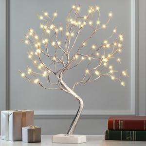 EAMBRITE Fairy Light Spirit Tree, 108 Led Lighted Birch Tree, 8 Modes Lighted Trees for Decoration Inside, USB & Battery Christmas Tree for Home Bedroom Desktop Indoor Xmas Decorations (Sliver)