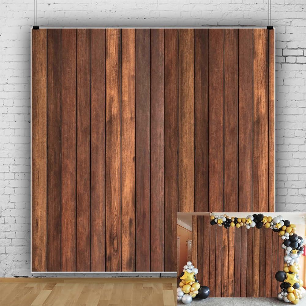 10x10ft Rustic Brown Wood Backdrop Wooden Wall Photography Background for Wedding Birthday Baby Shower Mother's Day Graduation Fathers Day Fall Christmas 10x10ft Party Banner Decorations