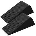 Large Rubber Door Stoppers Wedge for Bottom of Door, Tall up to 2 Inch, 2-Pack Non-Slip Doorstops for Floor, Black Big Sturdy Doorstop for Home Office School Commercial Use
