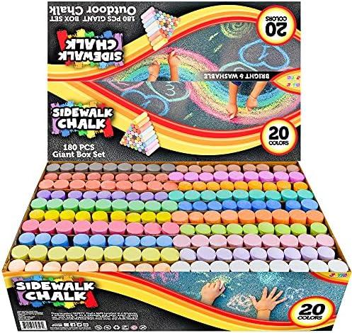 Amazon.com: JOYIN 180 PCS Washable Sidewalk Chalks Set in 20 Colors Non-Toxic Jumbo Chalk for Outdoor Art Play, Painting on Chalkboard, Blackboard and Playground : Everything Else