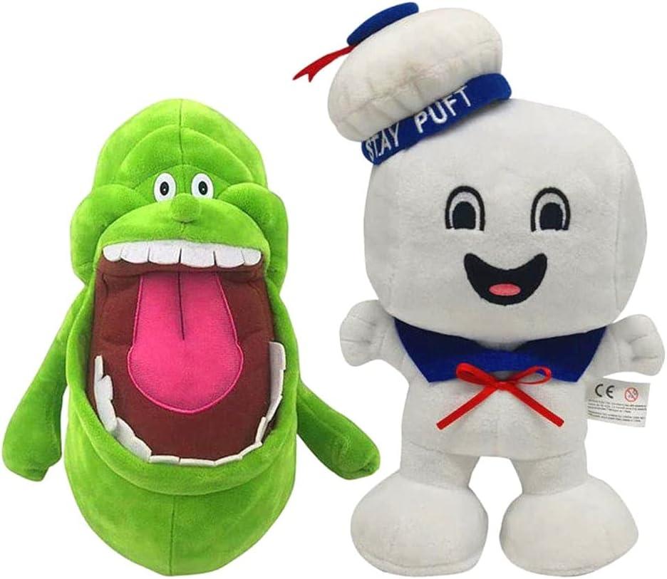 Stay Puft Marshmallow Man Plush Toys, Slimer Cute Ghost Stuffed Doll Toys for Kids (A-Stay Puft Marshmallow Man+Slimer), 23CM