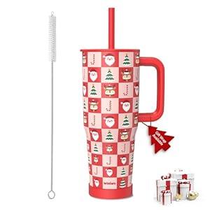 winiwo Christmas Gifts for Women Mom Daughters, Christmas Tumbler with Handle and Straw 40 oz for Friends Girls, Stainless Steel Travel Mug, Iced Tea or Coffee