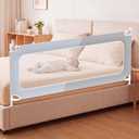 Baby Bed Rail Guard, Extra Tall Adjustable No-Gap Safety Rail for Toddlers, Fits Both King and Queen Size Beds, Single Side(78.7"×25"), Gray & Blue
