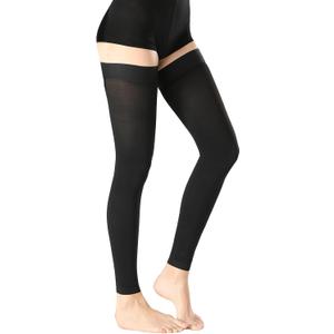 Thigh High Medical Compression Stockings For Women & Men Circulation,20-30 mmHg Graduated Support Hose Compression Socks with Silicone Dot Band-Ideal for Athletic,Flight,Travel Use (Medium, Footless Black)