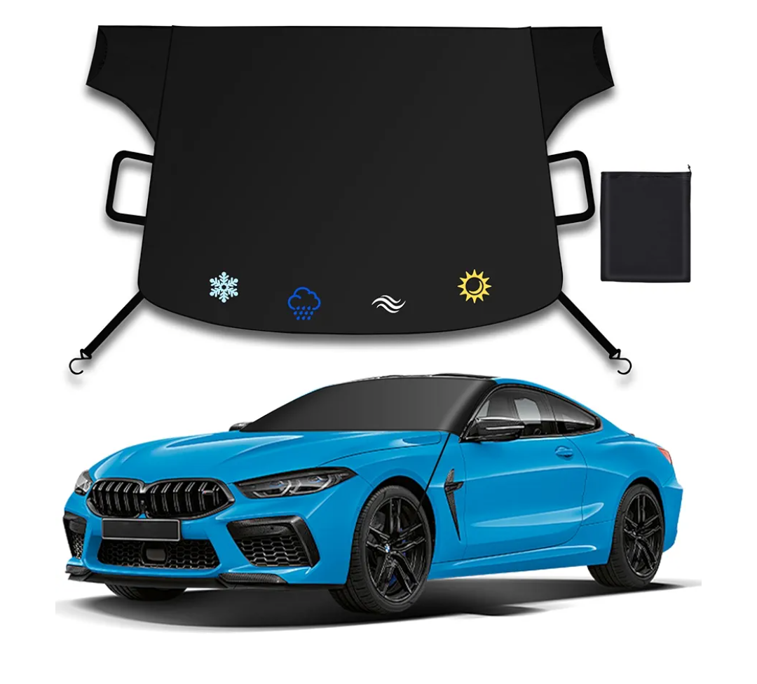 Windshield Cover for Ice and Snow,New Upgraded Heavy Duty Windshield Snow Cover,Extra Large Size (75"x45"),Windproof Winter Frost and Deicing Awning Suitable Fzor Cars, Trucks, SUVs