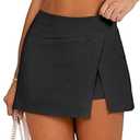ANRABESS Women's Mini Skirt Skorts 2025 Summer Casual High Waisted Zip Back Inner Short Slit Bodycon Pencil Skirts (Black, X-Large)
