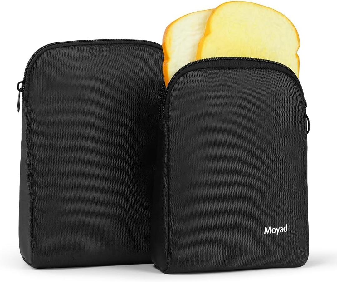 Moyad Reusable Sandwich Bags 2 Pack, Insulated Snack Bag for Lunch Bag, BPA Free Lunch Pouch for Men Women for Picnic, Travel, Office (Black)