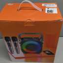 Karaoke Machine, Portable Bluetooth Speaker with 2 Wireless Microphones for Adults & Kids with Lights, Karaoke Microphone with PA System Supports USB/TF/REC/FM/AUX for Home Party Home System Packages (Black)