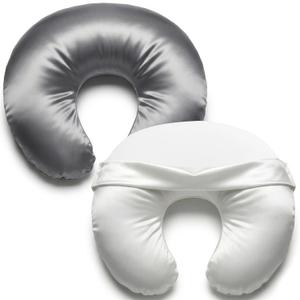 Pro Goleem Satin Nursing Pillow Cover 2 Pack Soft Silk Feeling Feeding Pillow Slipcover for Breastfeeding Moms Fits Standard Infant Nursing Pillow or Positioner Gray and White