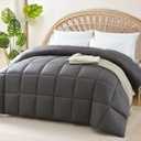 STWIENER 100% Viscose Made from Bamboo Comforter for Hot Sleepers- Breathable Cooling Silky Soft Duvet Insert Cal King Size-with 8 Corner Tabs- All Season Comforter (104x96 Inches, Grey)