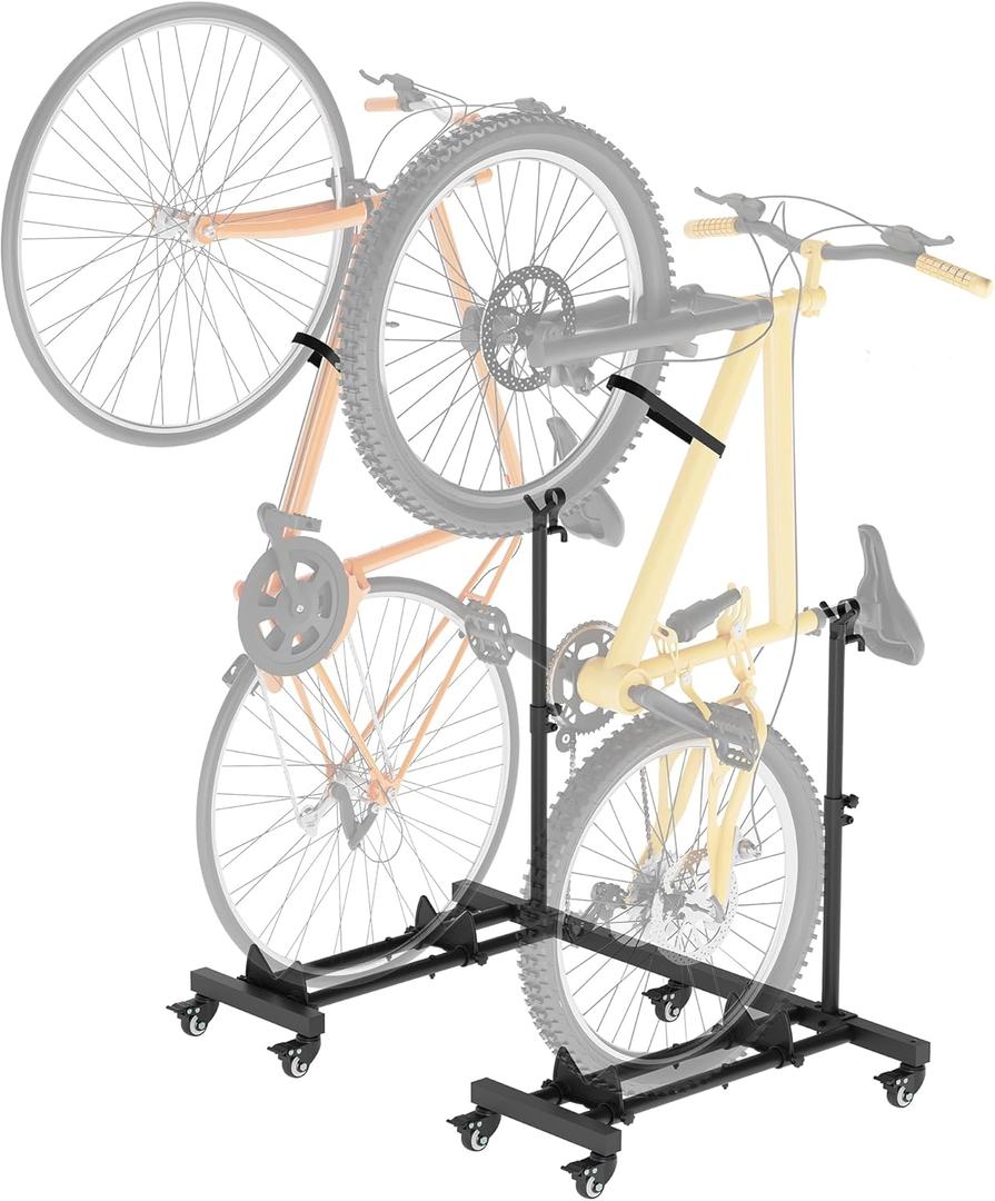 Sttoraboks Vertical Bike Stands (2 Pack)Standing Bike Rack for Garage FloorUpright Bicycle Floor Stand Indoor Bike Holder with Adjustable Height for Garage & Apartment - for Wheels Sizes up to 29