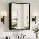 TokeShimi 20 x 26 Mirror Medicine Cabinet for Bathroom, Assembly Required, Black Recessed Medicine Cabinet with Mirror, Steplessly Adjustable Shelves, Beveled Aluminum Frame, Tempered Glass