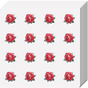 CREATCABIN 128Pcs 8 Sheets Small Rose Sticker Flower Planner Stickers Self-Adhesive Waterproof Plant Decoration Decals Plastic Planner Stickers for DIY Scrapbooking Envelope Helmet Crafts 0.98Inch