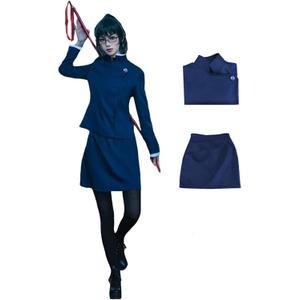 Anime JJK Zenin Cosplay Costume Girls Women Japanese School Uniform Skirt Dress Halloween Outfit (Small, Blue 01)